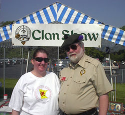 Lisa and Dennis in front of the Clan Shaw Society tent at the 2005 Milwaukee Highland Games