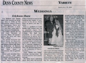 Click here to view our wedding announcement in the papers